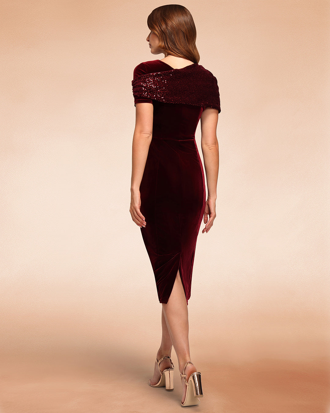 Cape Bodycon Sequin Velvet Dress