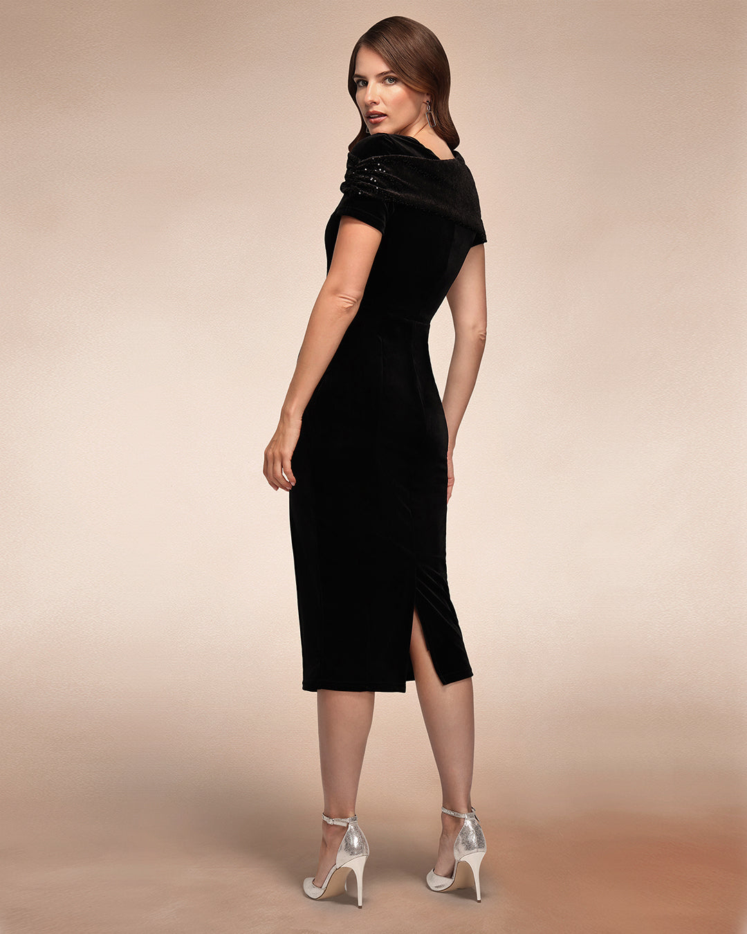Cape Bodycon Sequin Velvet Dress