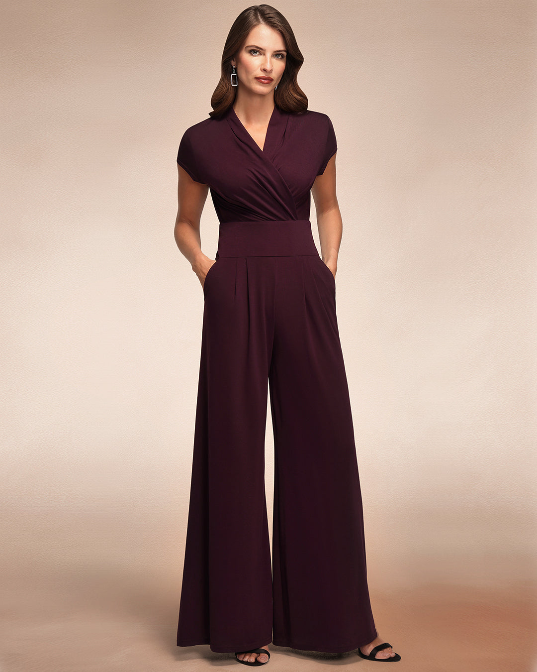 Cap Sleeved Wide Leg Jumpsuit