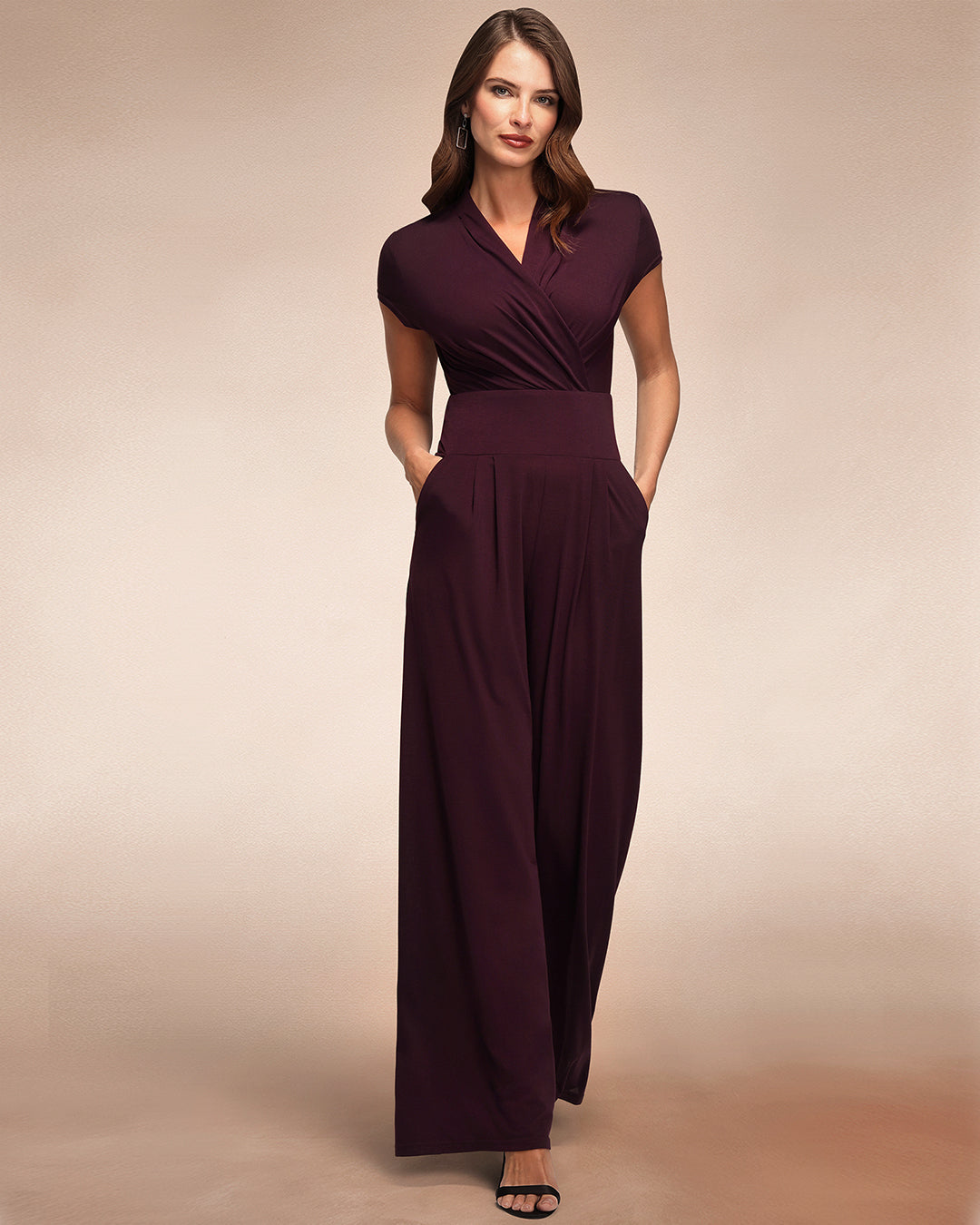 Cap Sleeved Wide Leg Jumpsuit
