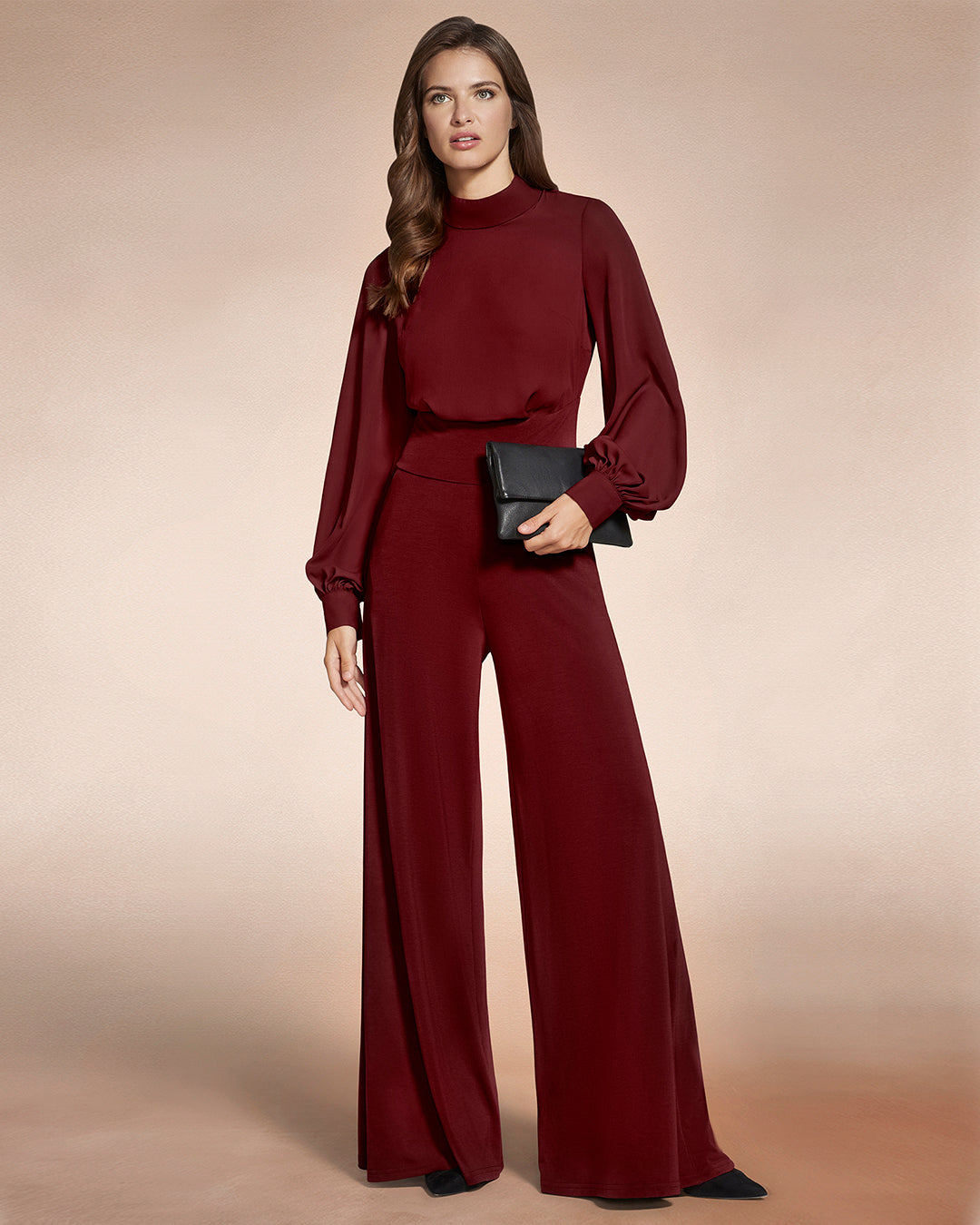 Wide Leg Jumpsuit with Blouson Sleeve