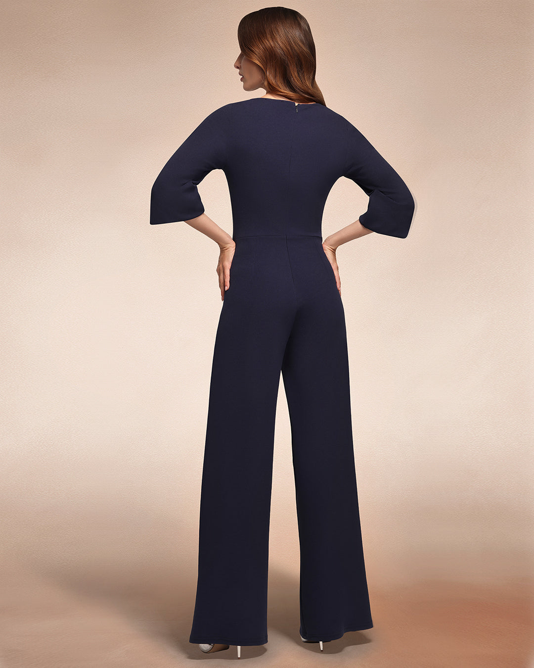 Ruched Jumpsuit with Sleeves