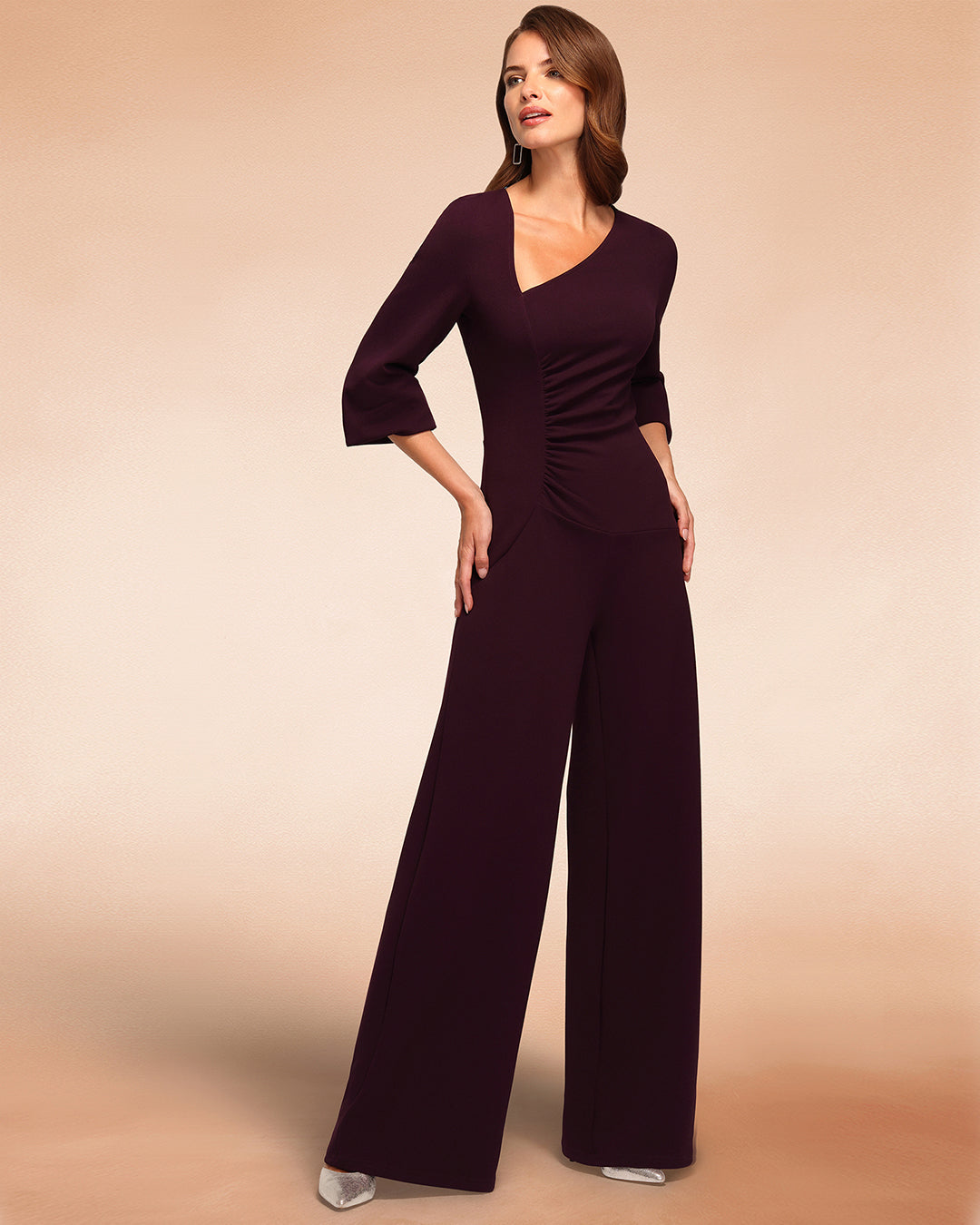 Ruched Jumpsuit with Sleeves