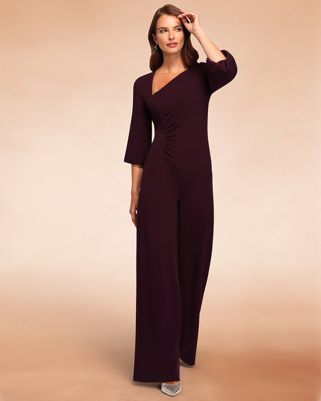 Ruched Jumpsuit with Sleeves
