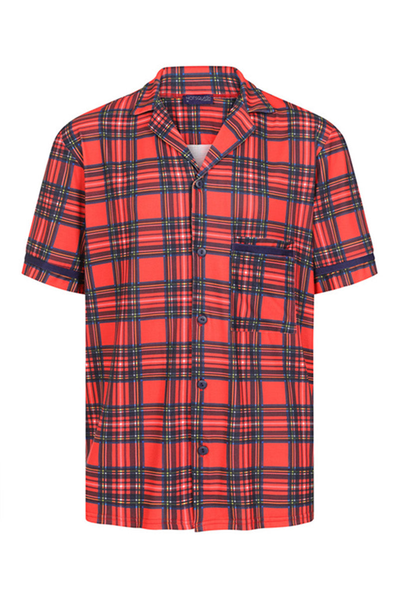 Red Tartan Jersey Mens Pyjama Set
