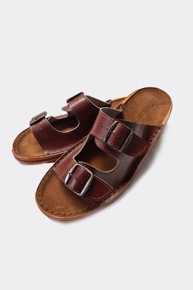 Premium Handcrafted 2 Strap Leather Men's Sliders