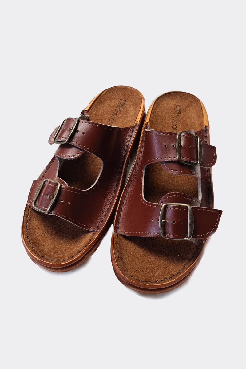 Premium Handcrafted 2 Strap Leather Men's Sliders