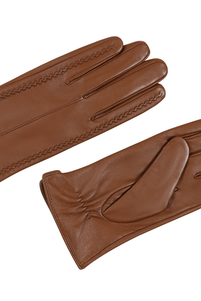 Stitch Detail Leather Gloves