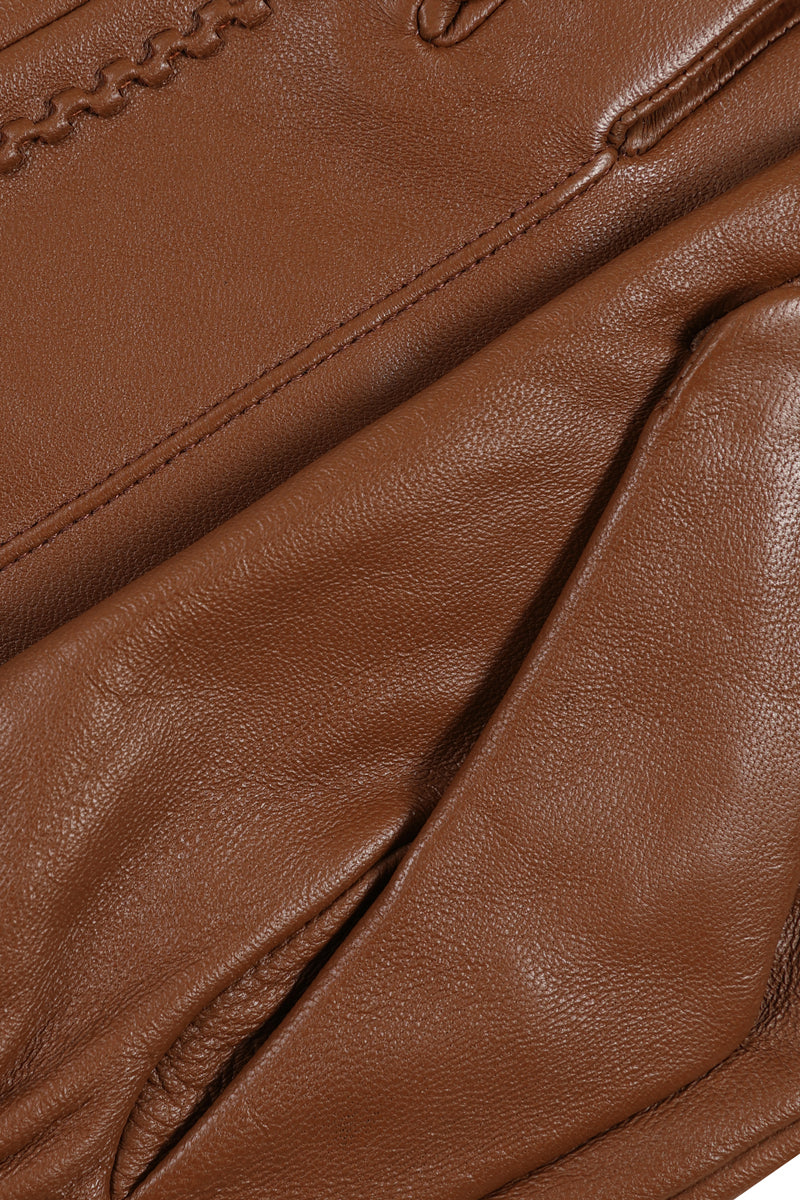 Stitch Detail Leather Gloves