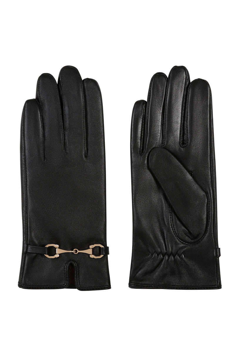 Leather Gloves with Buckle