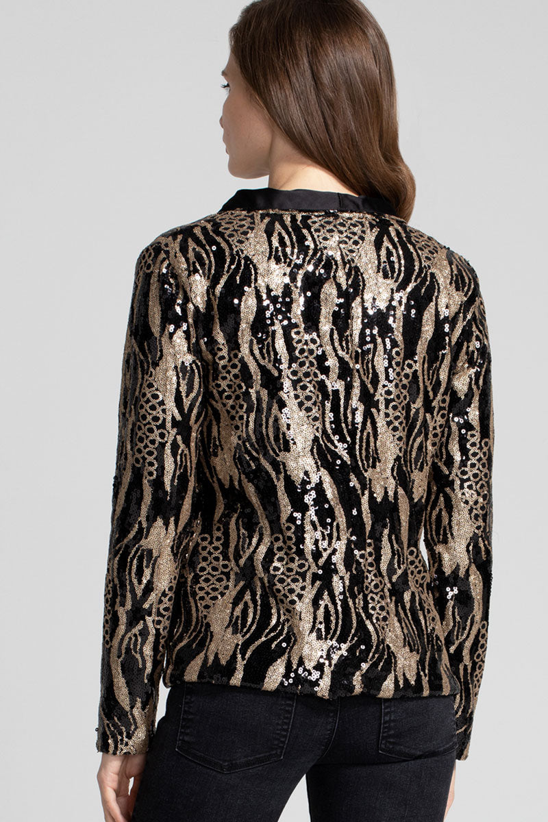 Sequin Jacket with Tuxedo Trim