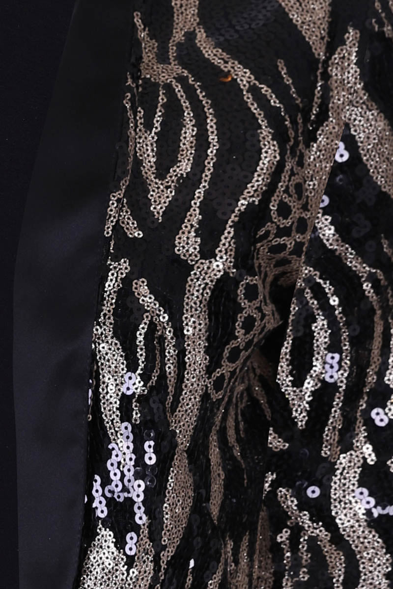 Sequin Jacket with Tuxedo Trim