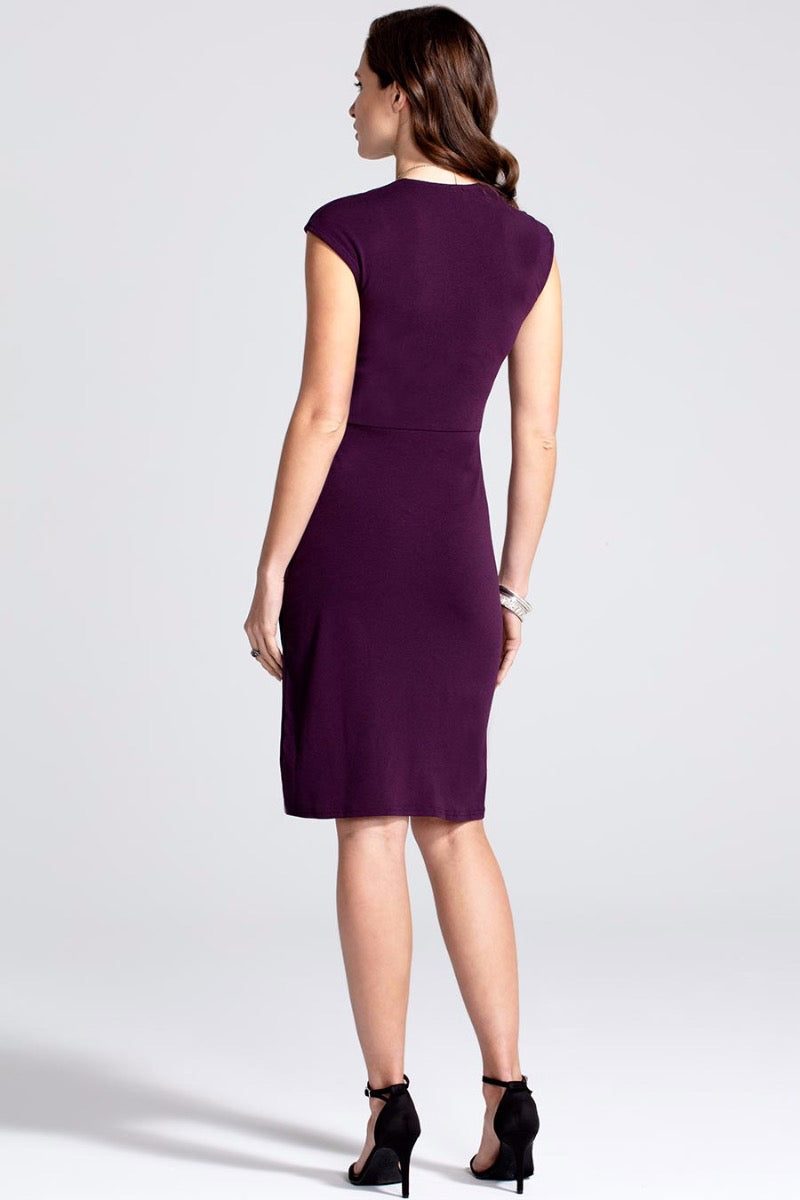 Short sleeved dress with crossover top