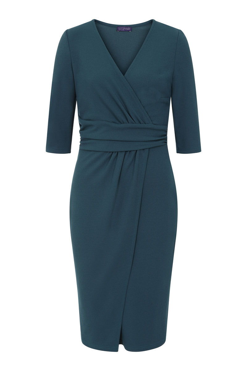 Ascot Mock-Wrap Dress