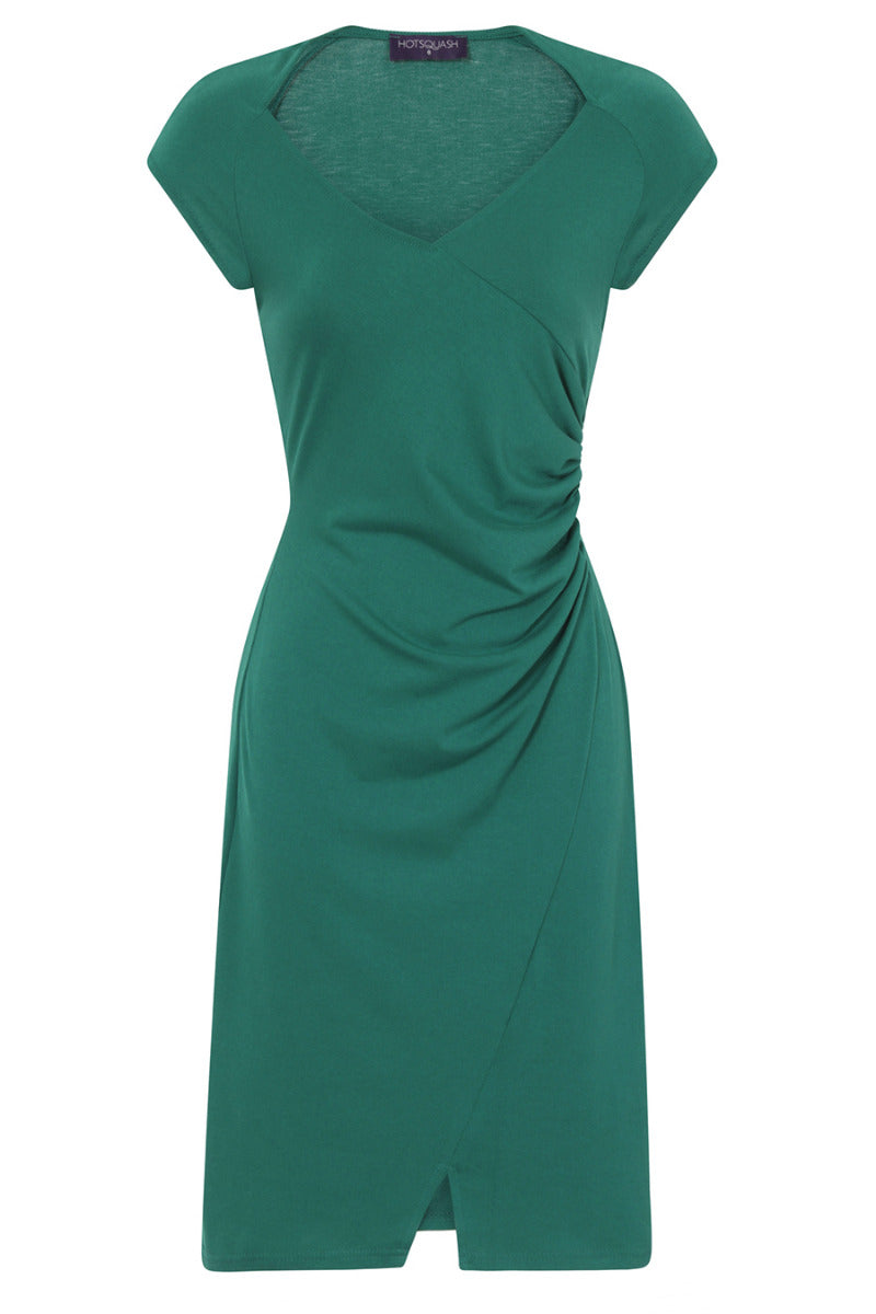 Raglan Sleeve Side Ruched Dress