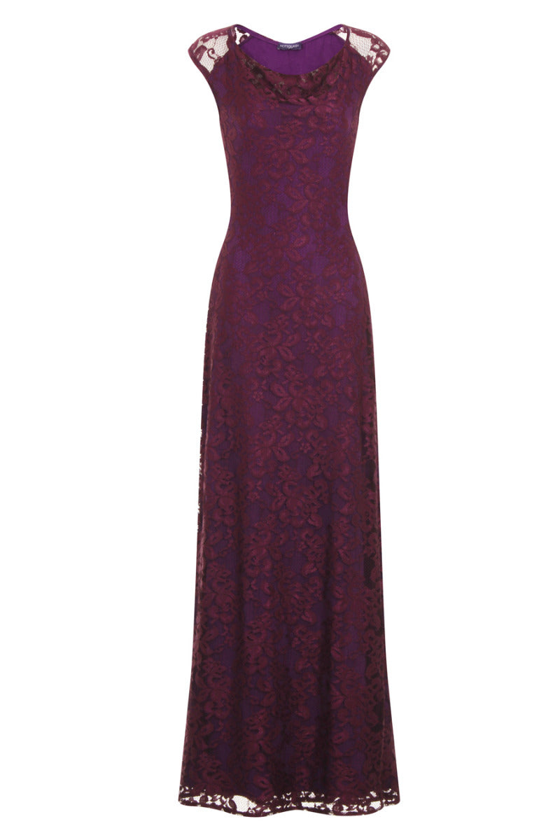 Cowl Neck Lace Maxi Dress AW16