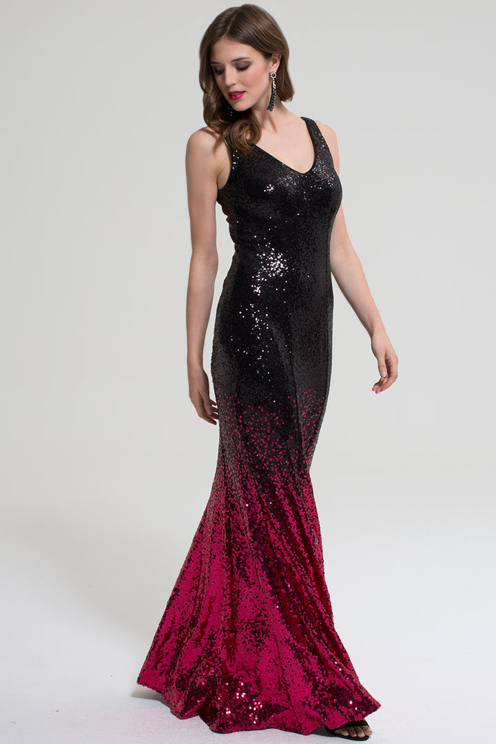 V Neck Sequin Maxi Dress