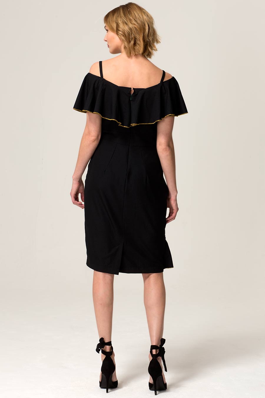 Metallic Trimmed Bardot Dress