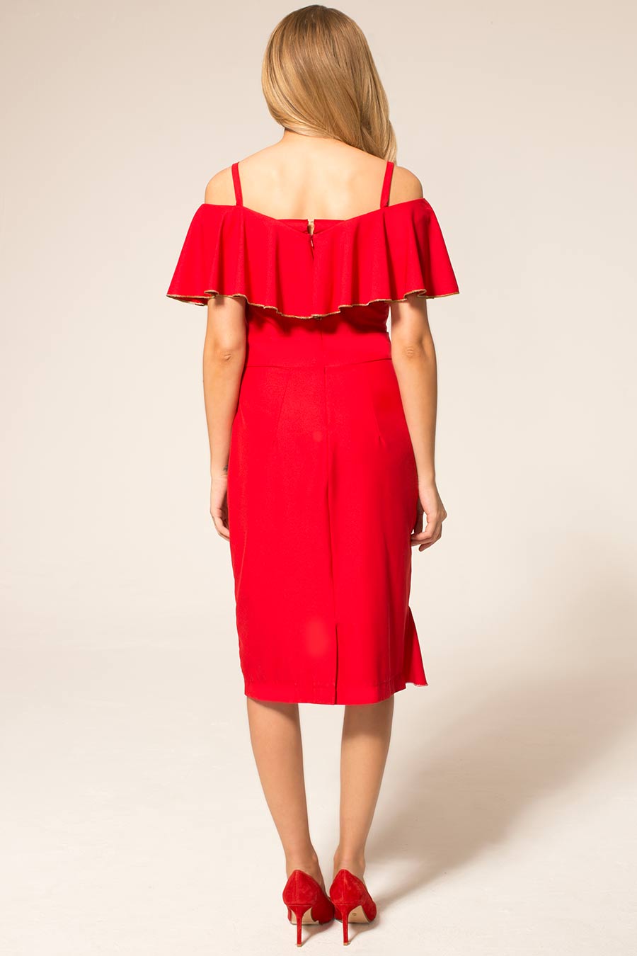 Metallic Trimmed Bardot Dress
