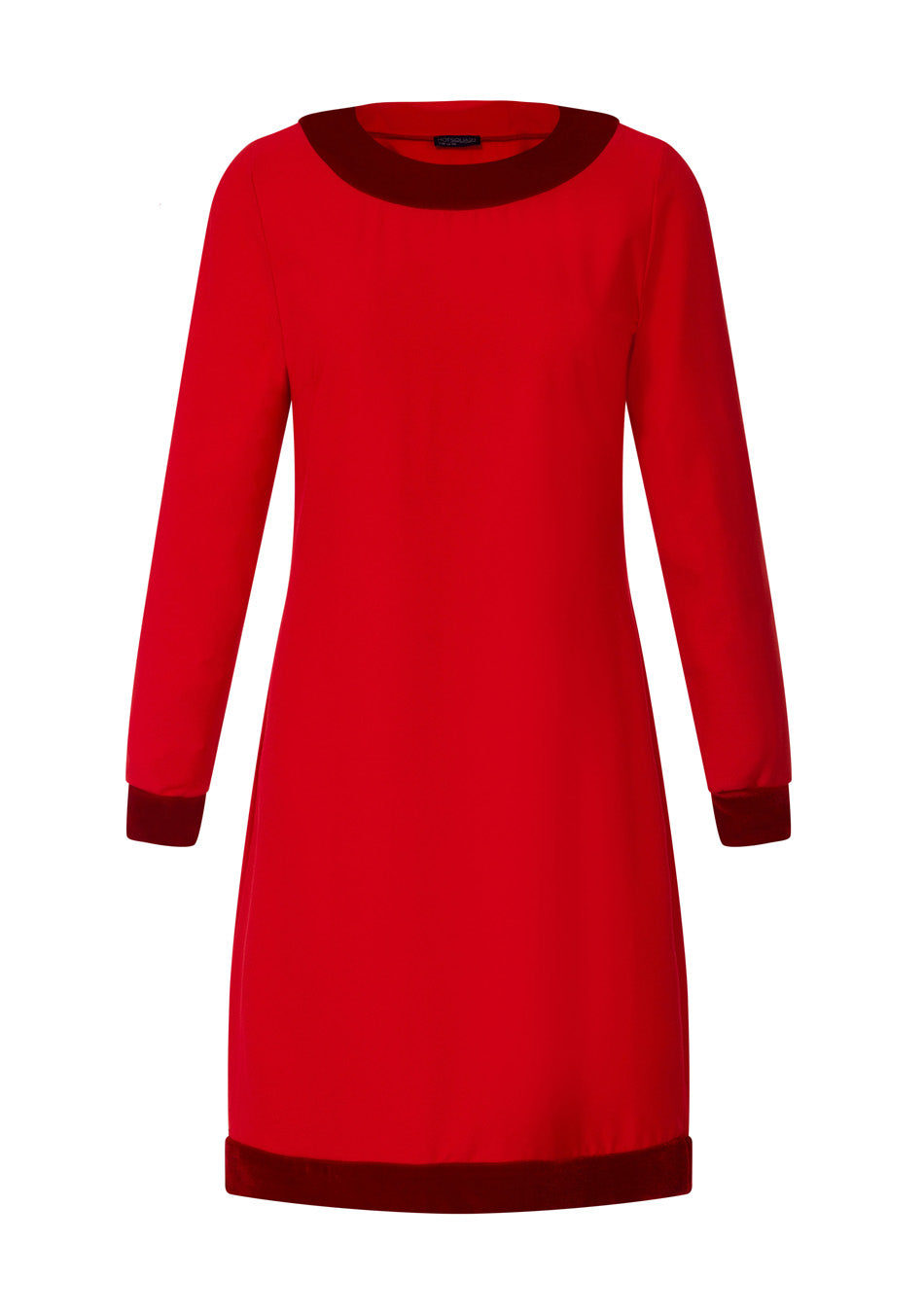 Velvet Detail Long Sleeved Swing Dress