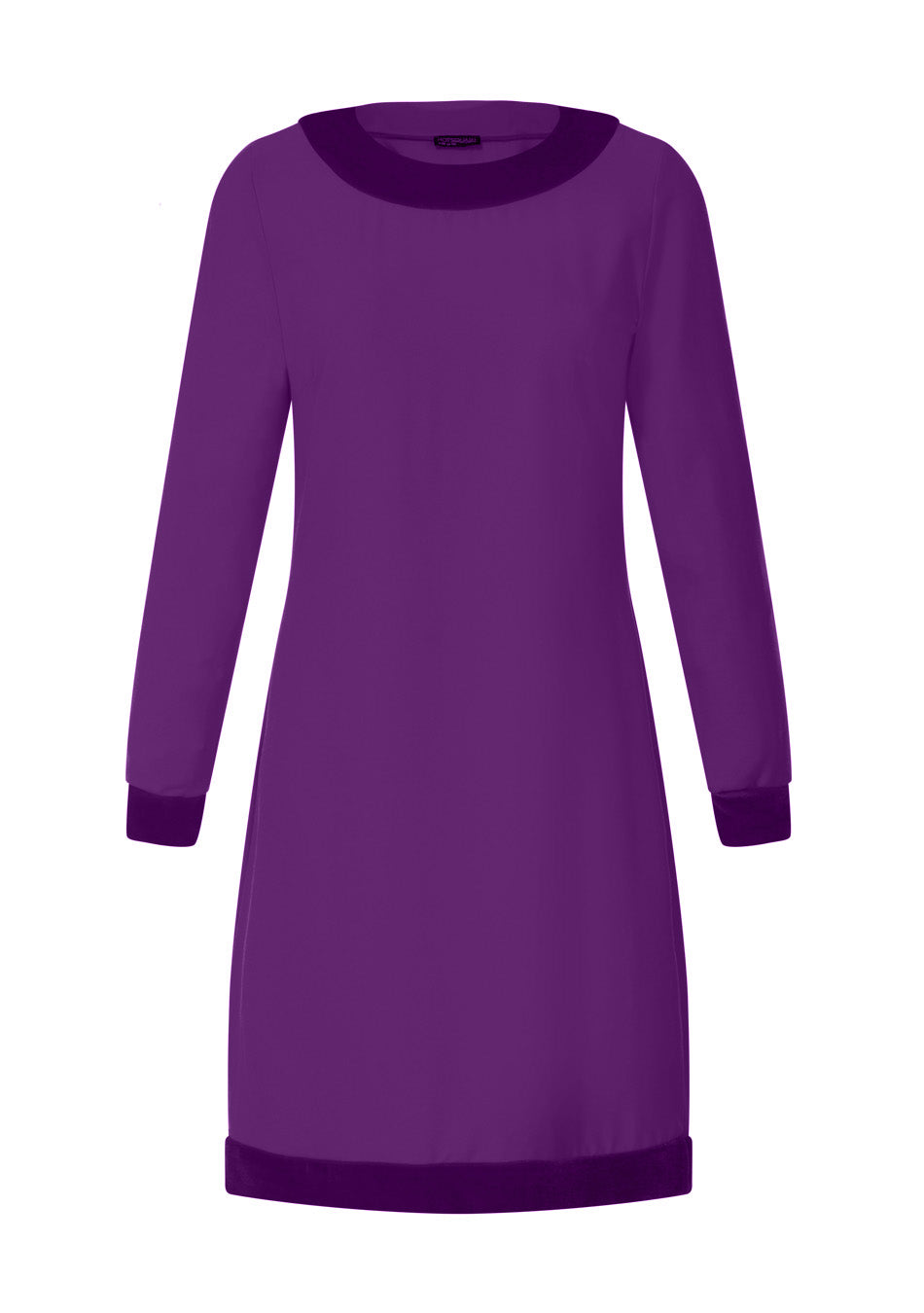 Velvet Detail Long Sleeved Swing Dress