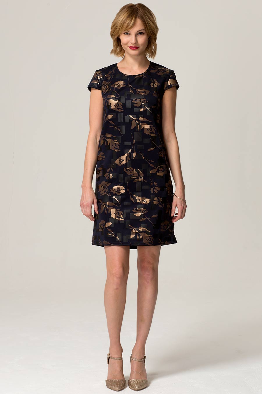 Capped Sleeve Floral Shift Dress