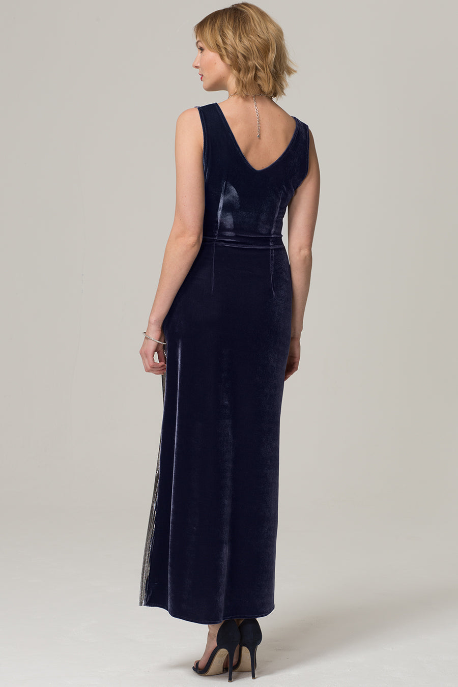 Velvet Pleat Maxi Dress