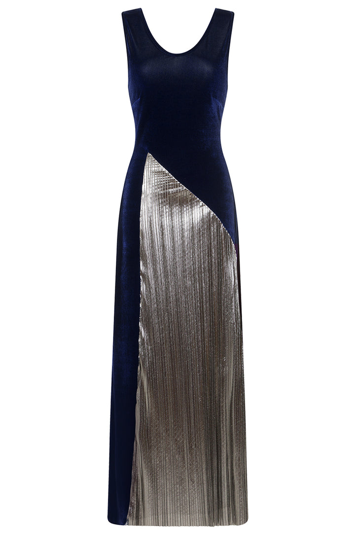 Velvet Pleat Maxi Dress
