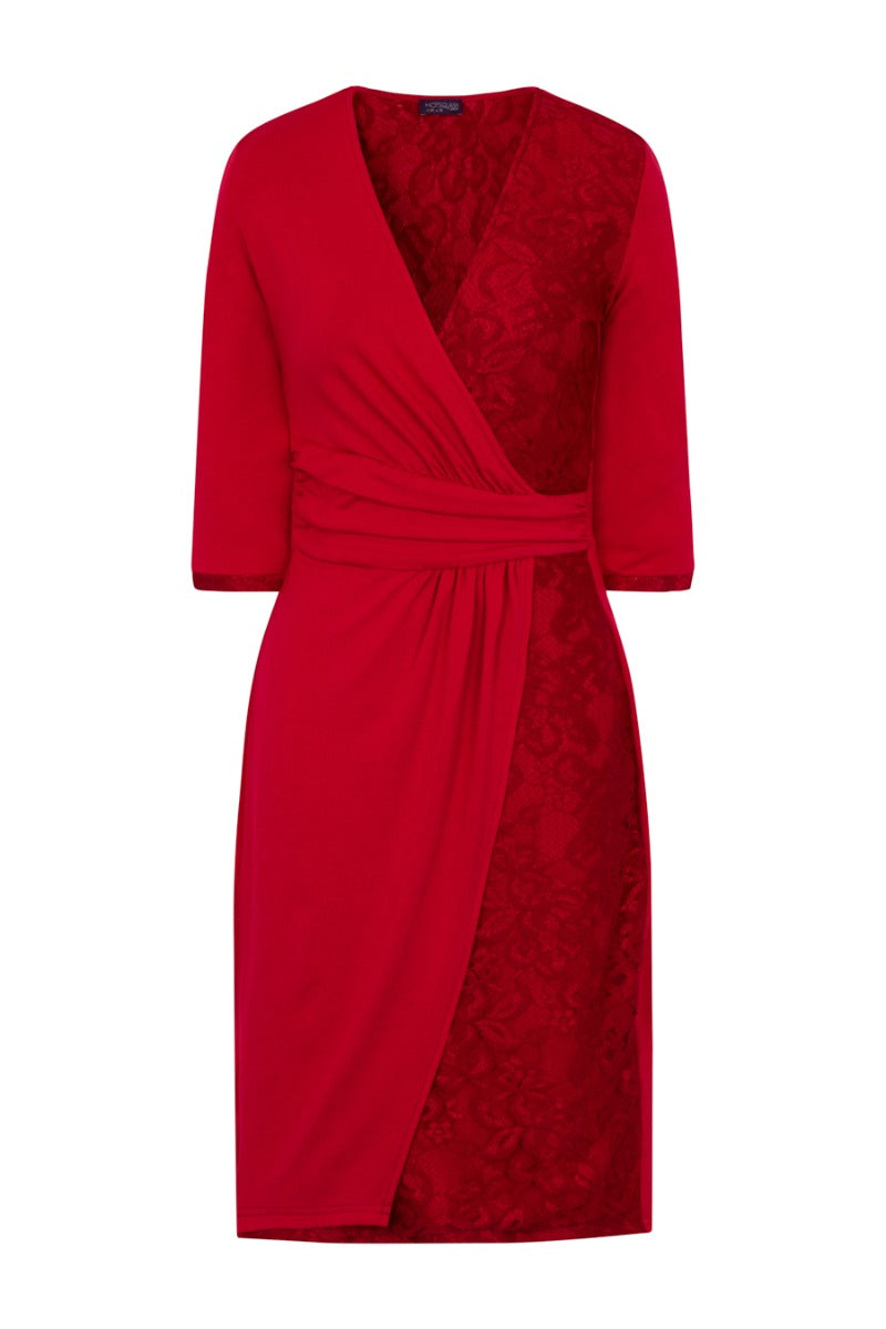 Lace Detail Jersey Wrap Dress