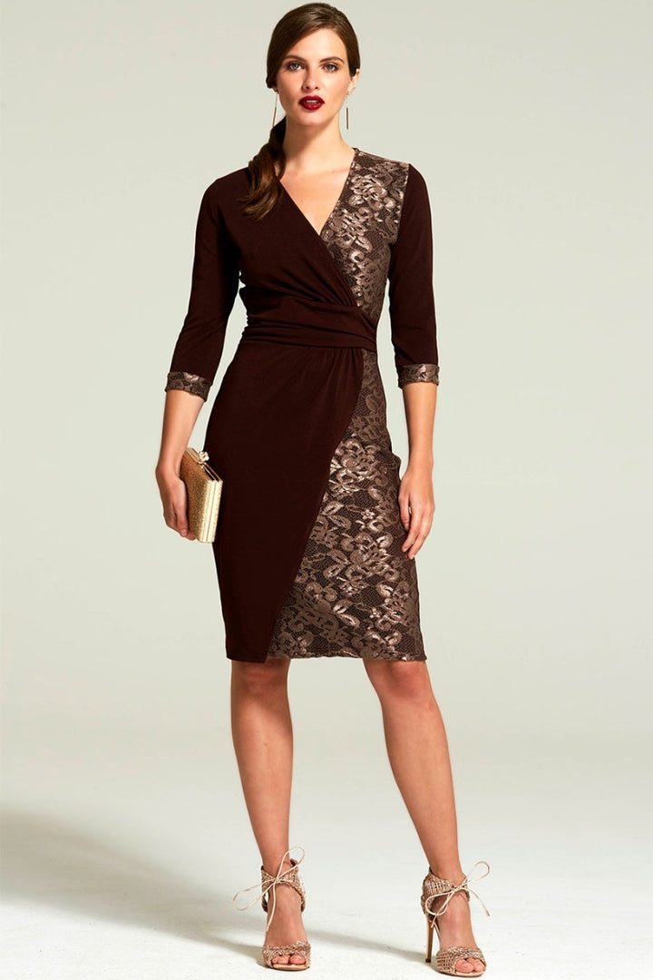 Lace Detail Jersey Wrap Dress