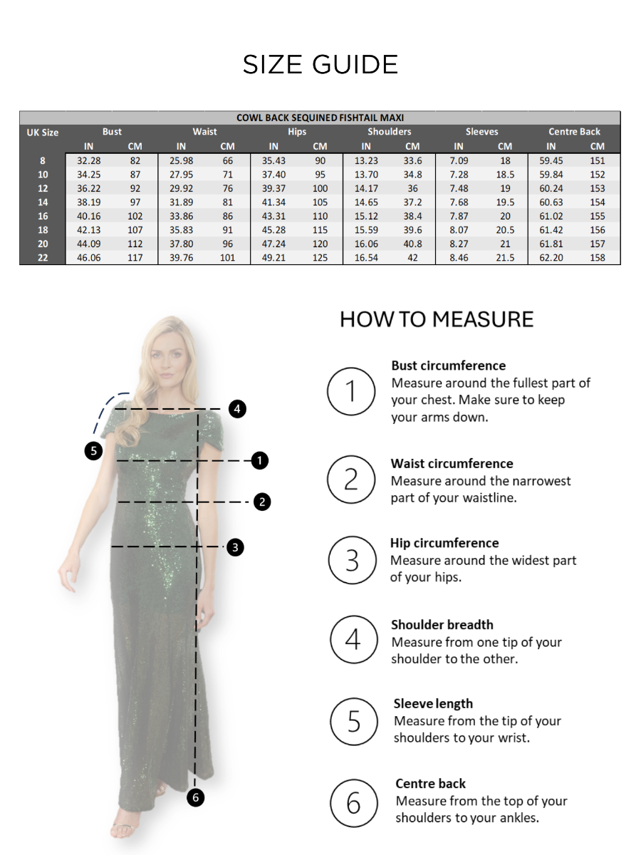 The cowl neck maxi sequin dress with fishtail skirt