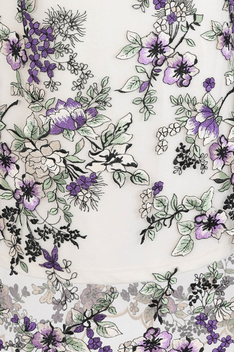 Embroidered Cap Sleeve Party Dress