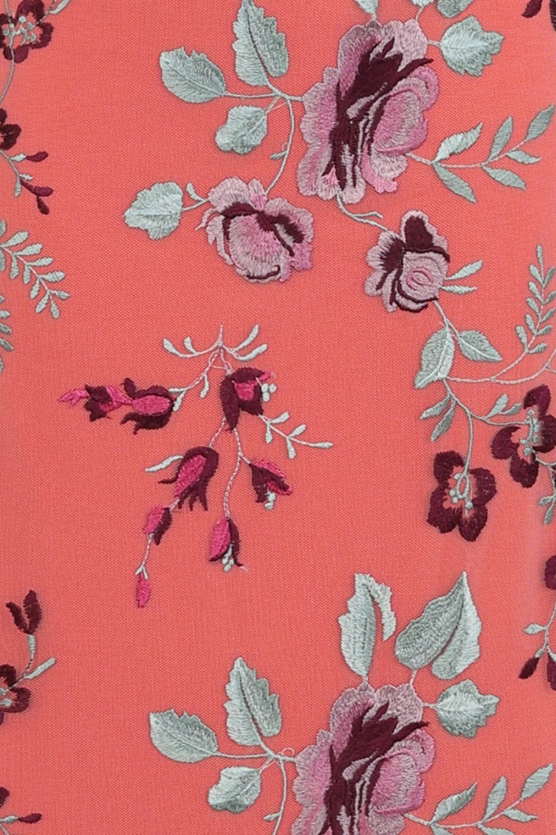 Embroidered Cowl Back Maxi Dress