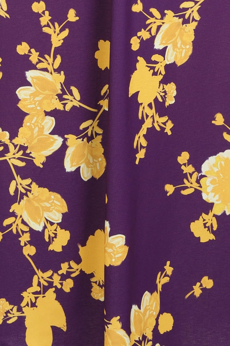 Floral Short Sleeved Empire Line Maxi Dress