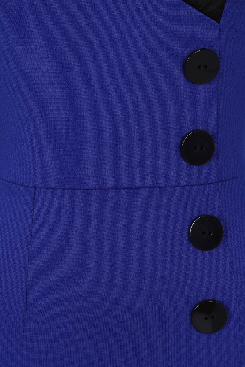 50s Silky Trimmed Button Wiggle Dress