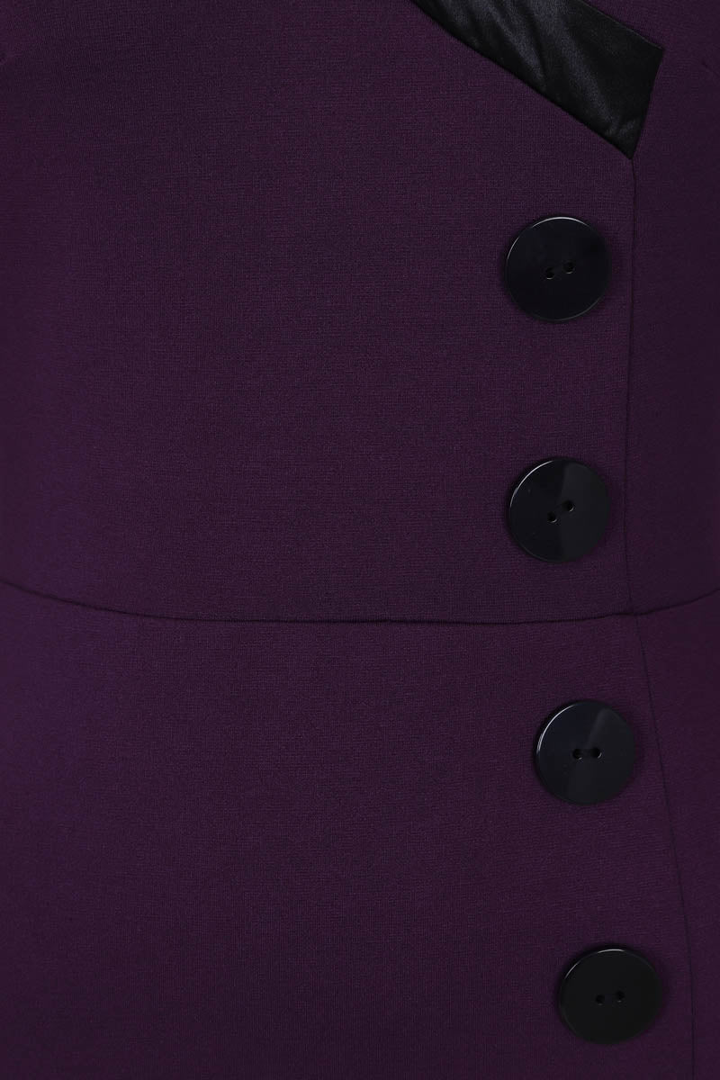 50s Silky Trimmed Button Wiggle Dress