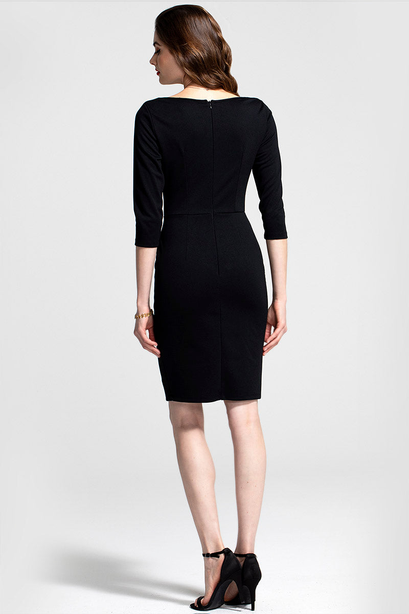 50s Silky Trimmed Button Wiggle Dress