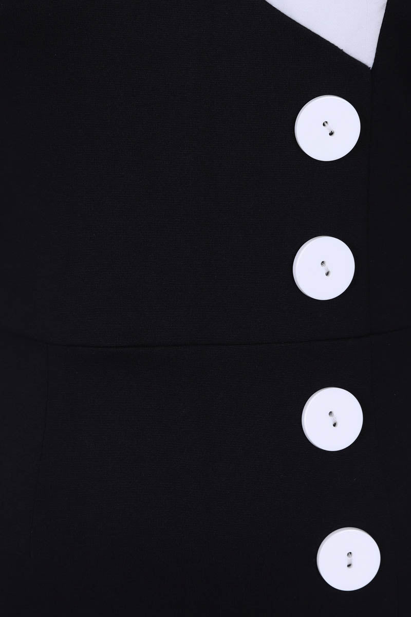 50s Silky Trimmed Button Wiggle Dress