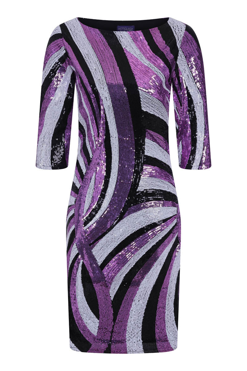 Knee-length Sequin Dress with Sleeves