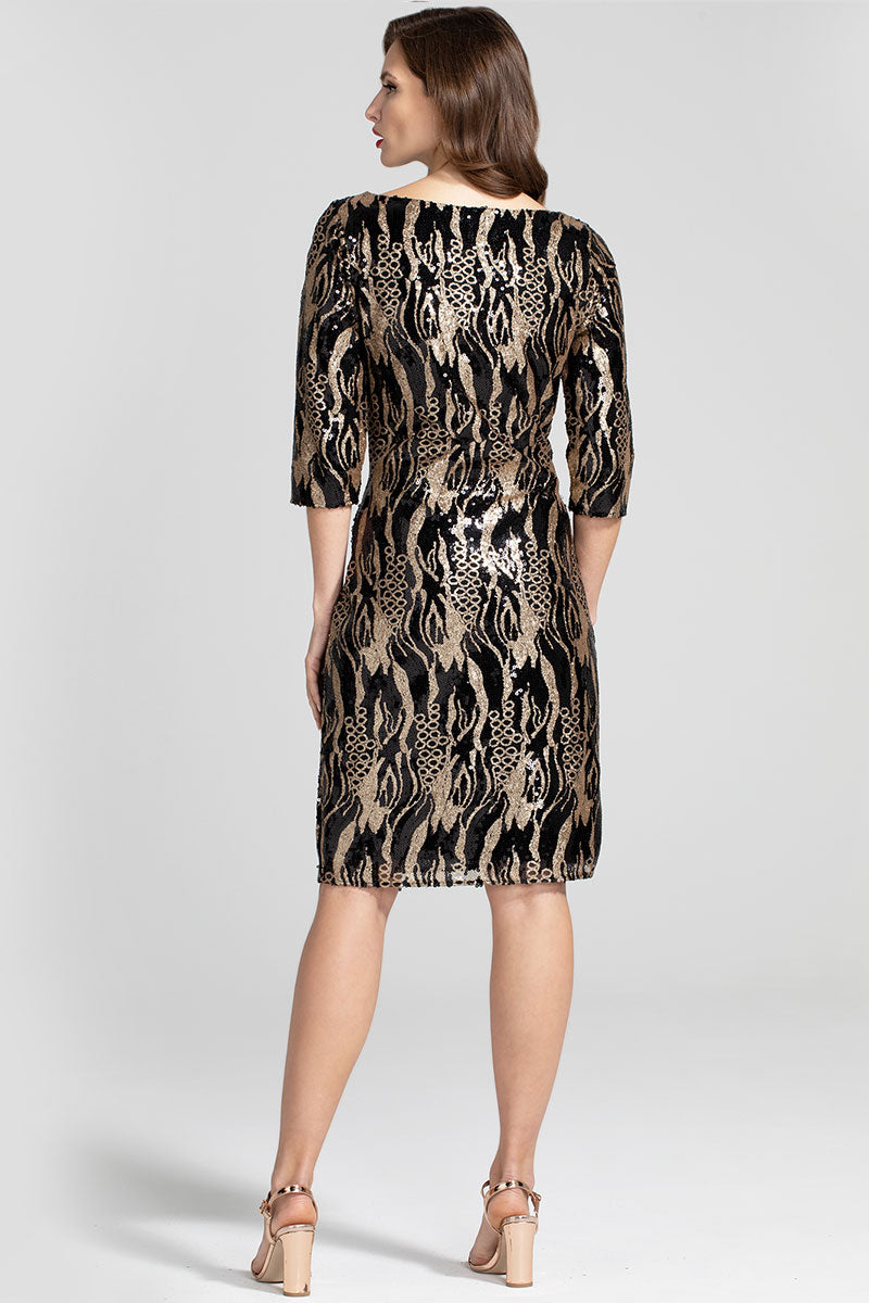 Knee-length Sequin Dress with Sleeves