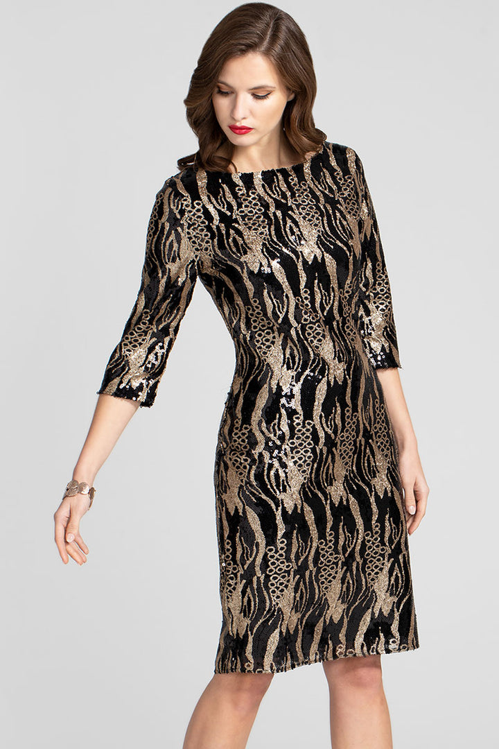 Knee-length Sequin Dress with Sleeves