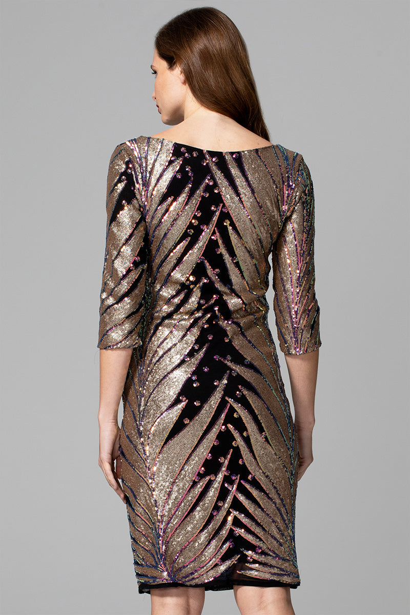 Knee-length Sequin Dress with Sleeves