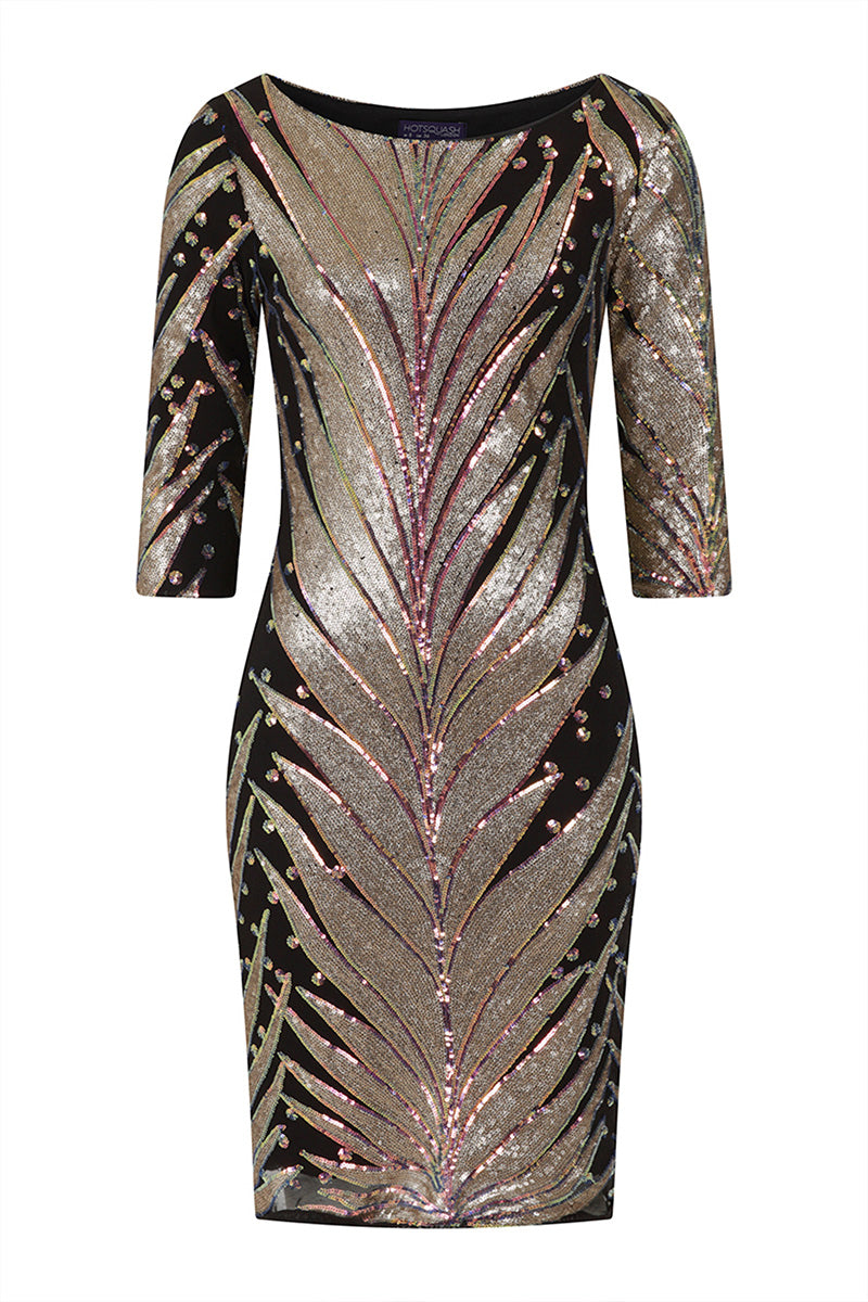 Knee-length Sequin Dress with Sleeves