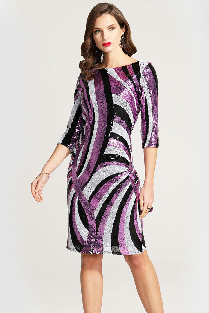 Knee-length Sequin Dress with Sleeves