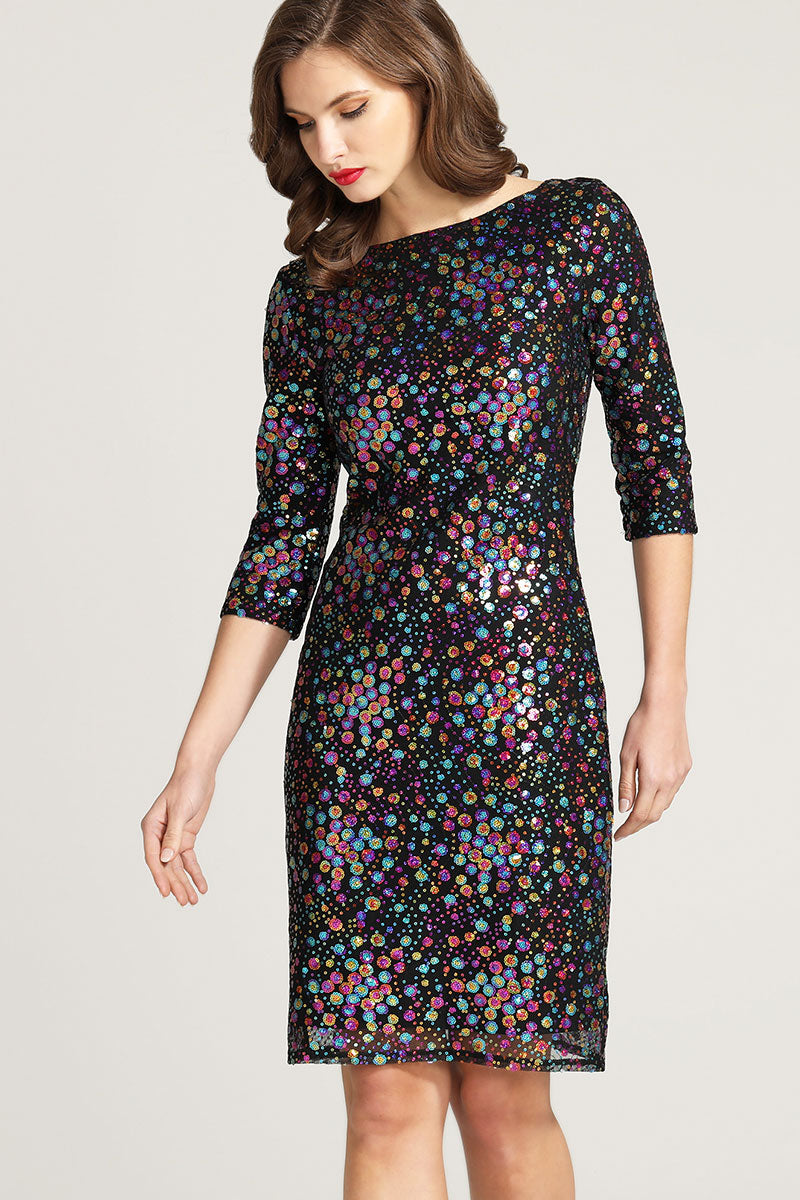 Knee-length Sequin Dress with Sleeves