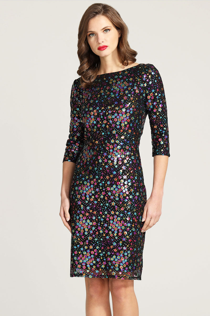 Knee-length Sequin Dress with Sleeves