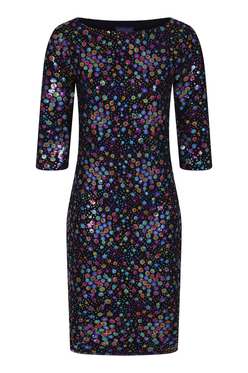 Knee-length Sequin Dress with Sleeves