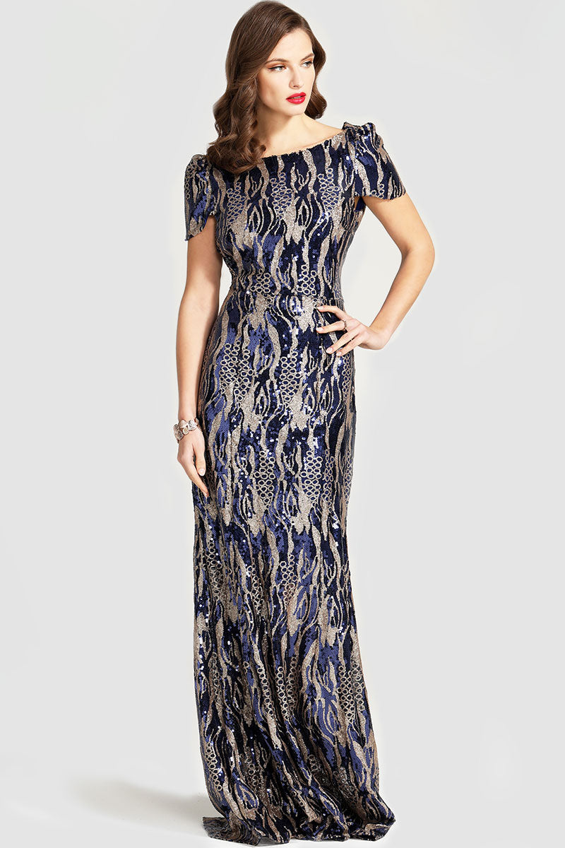 Cowl Back Maxi Sequin Dress