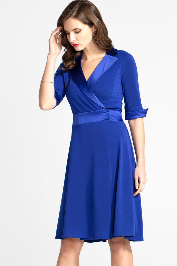 Fit & Flare Wrap Dress with Silky Trim