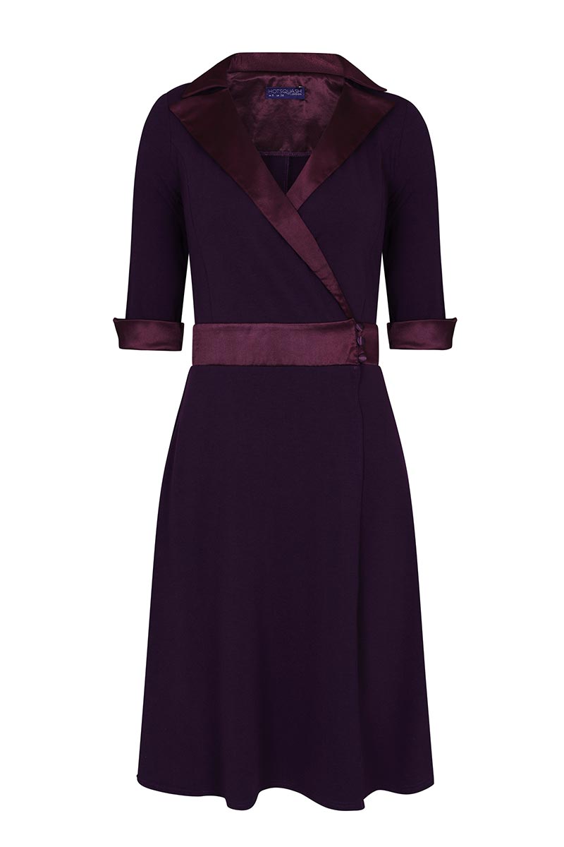 Fit & Flare Wrap Dress with Silky Trim